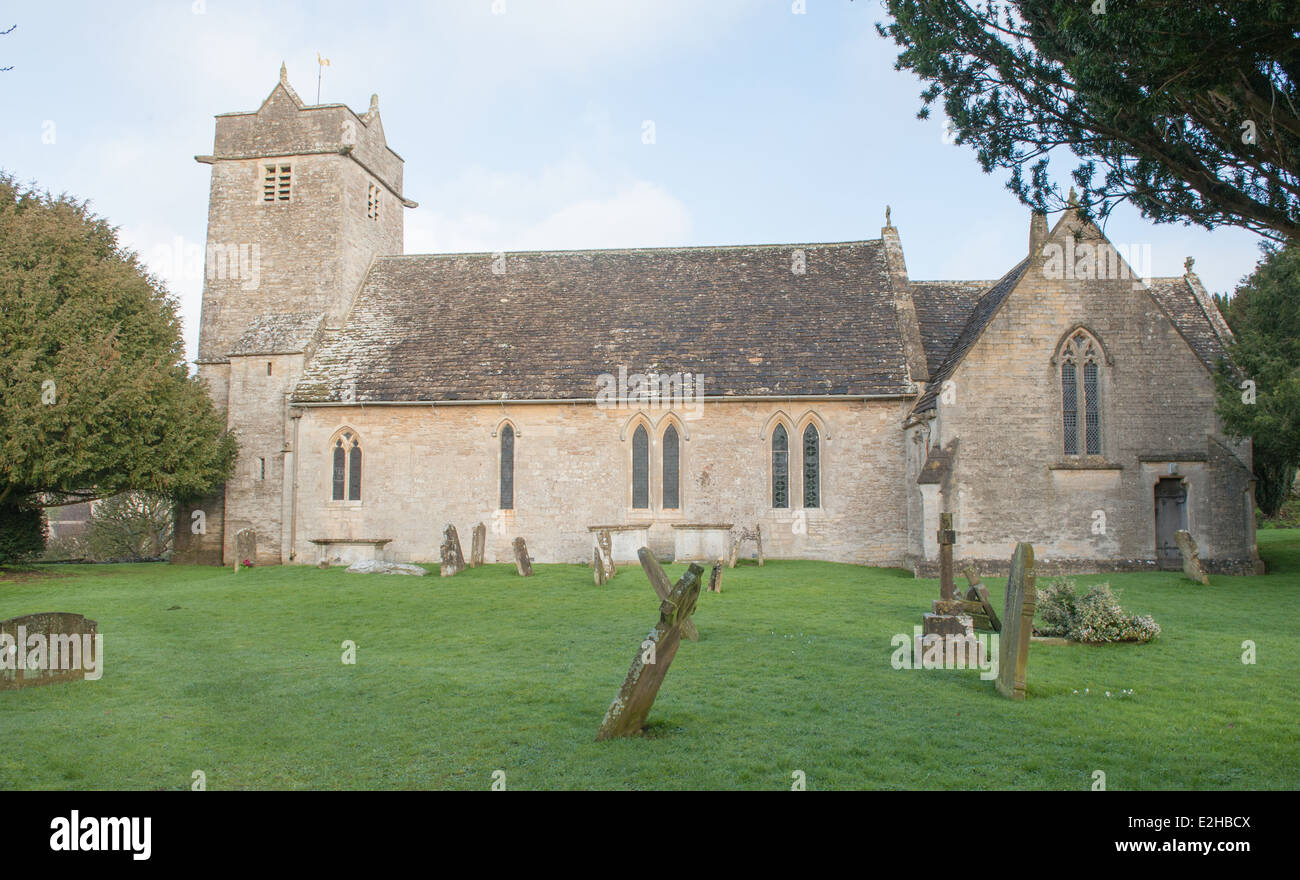 The Church of St Mary in the Rural Village of Barnsley, situated between Bibury and Cirencester, Gloucestershire, The Cotswolds, England, UK Stock Photo