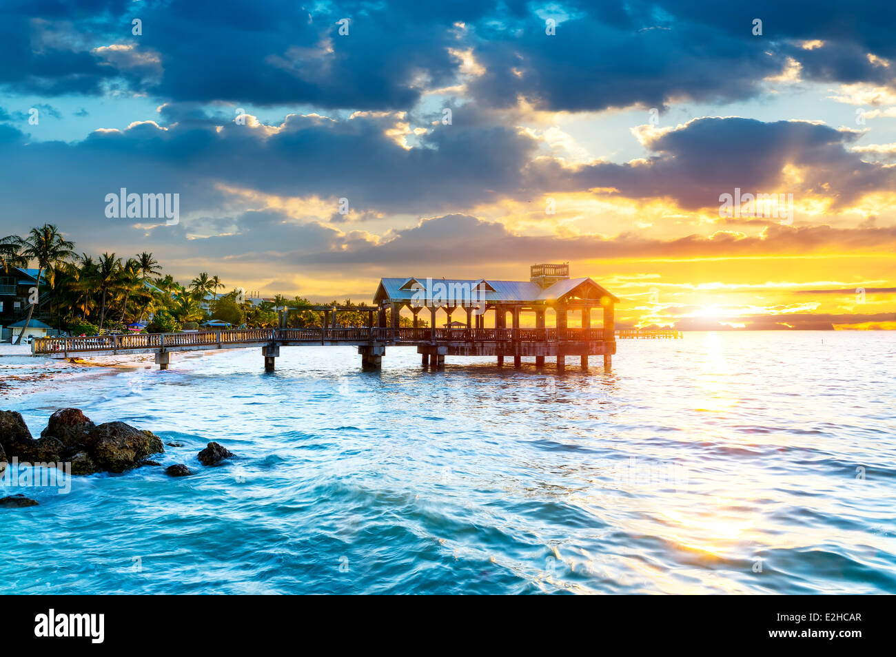 Pier at the beach in Key West, Florida USA Stock Photo