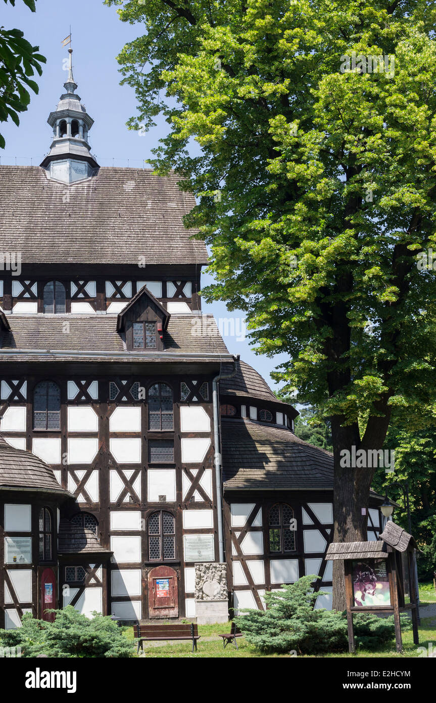 Evangelic biggest wooden church in Europe Temple of Peace Swidnica Lower Silesia Poland Friedendskirche Schweidnitz Stock Photo