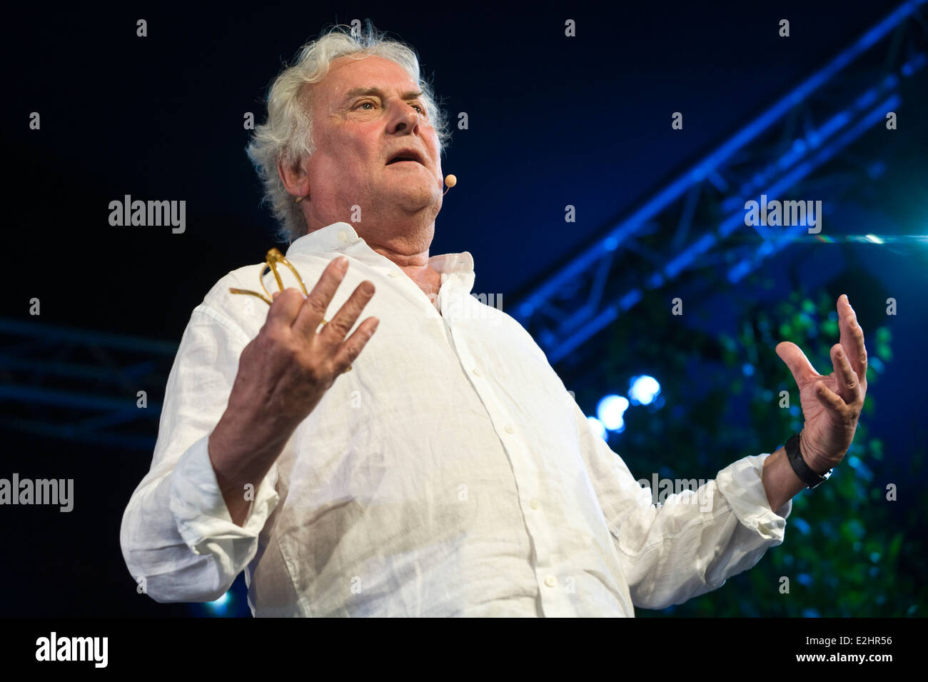 Director Richard Eyre talking about Shakespeare on stage at Hay Festival 2014 ©Jeff Morgan Stock Photo