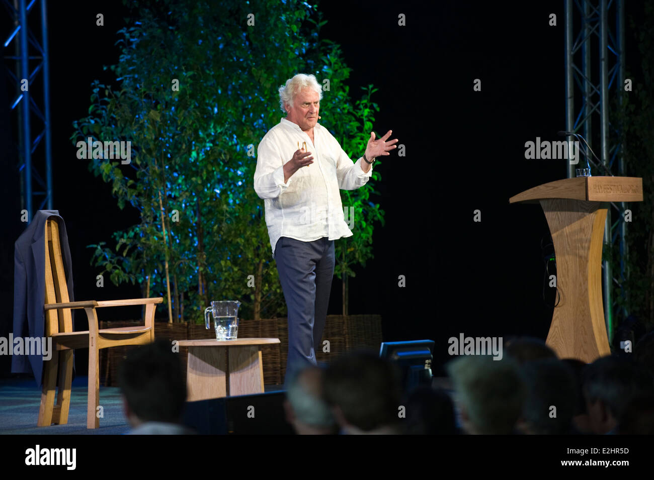 Director Richard Eyre talking about Shakespeare on stage at Hay Festival 2014 ©Jeff Morgan Stock Photo