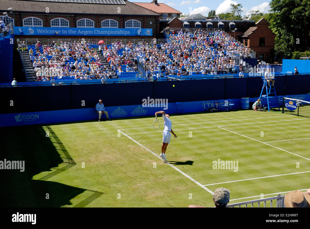 Aegon Tennis Championships, Queens Club, London, June10th 2014. Play on court no. 2, looking over to the stands of court 1 Stock Photo