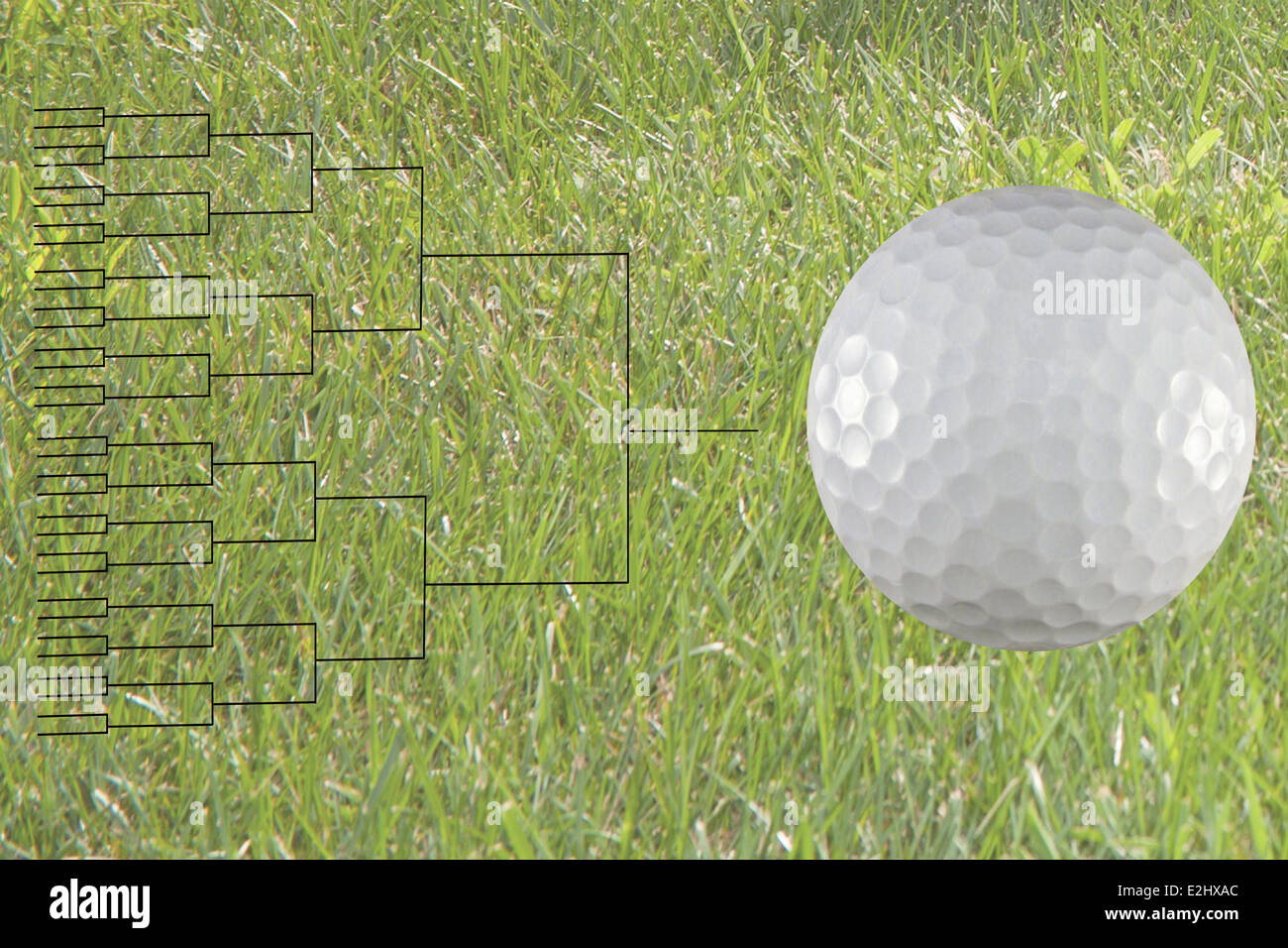 32 player gold match play bracket with golf ball on green grass background  Stock Photo - Alamy