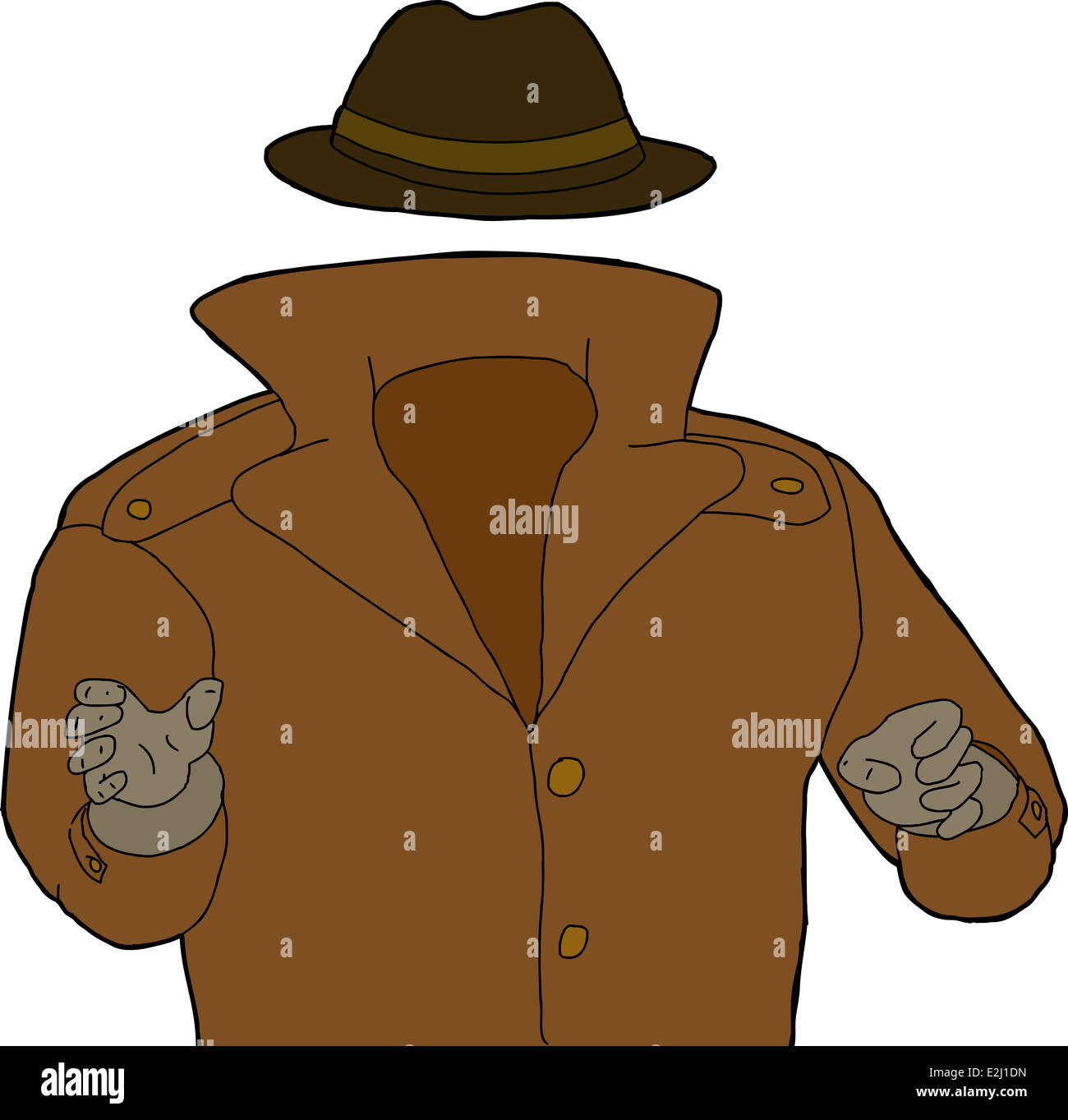 Cartoon of trench coat and hat around invisible man Stock Photo - Alamy