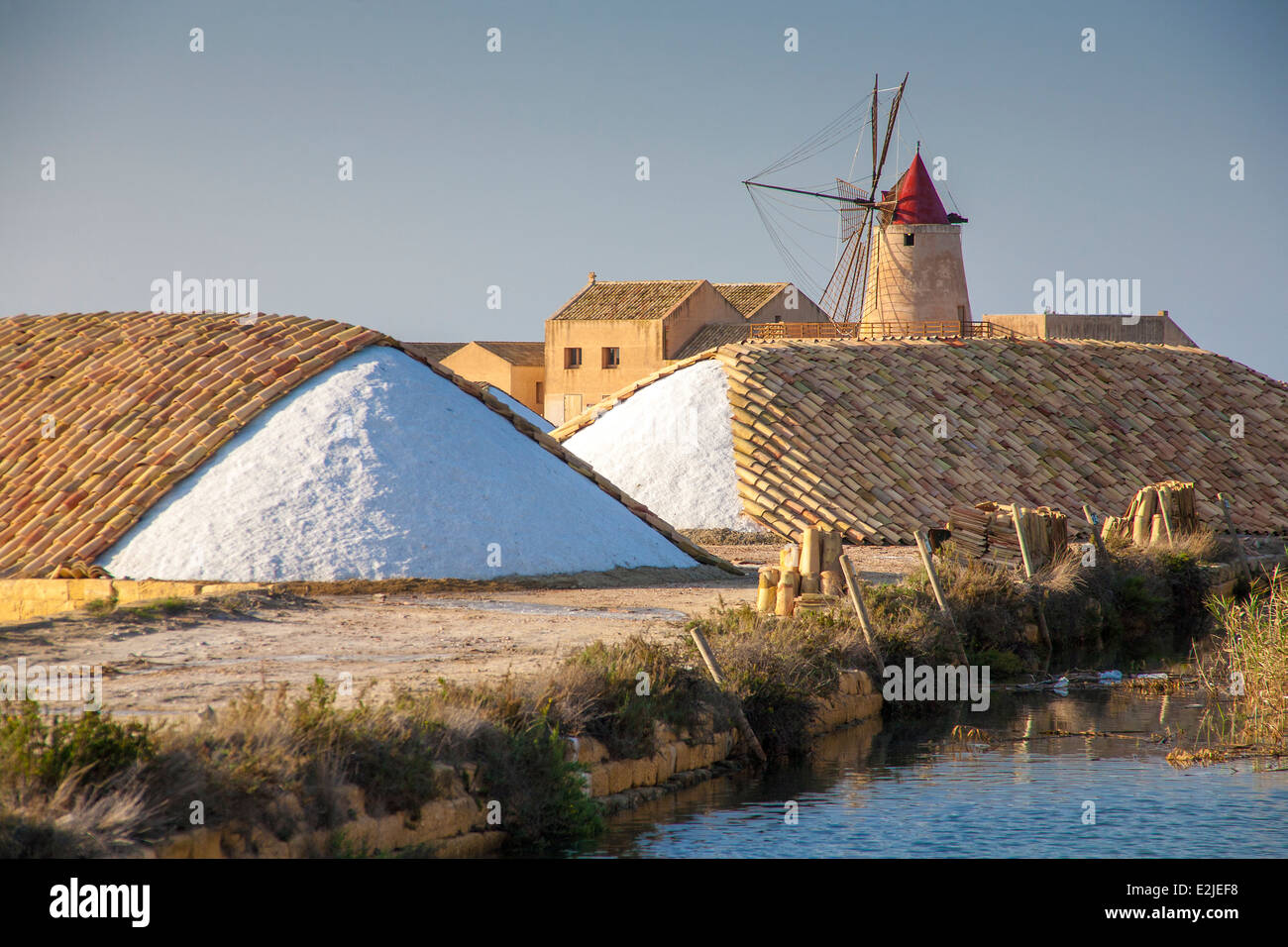 Salt flats at Erice Sicily Italy Stock Photo