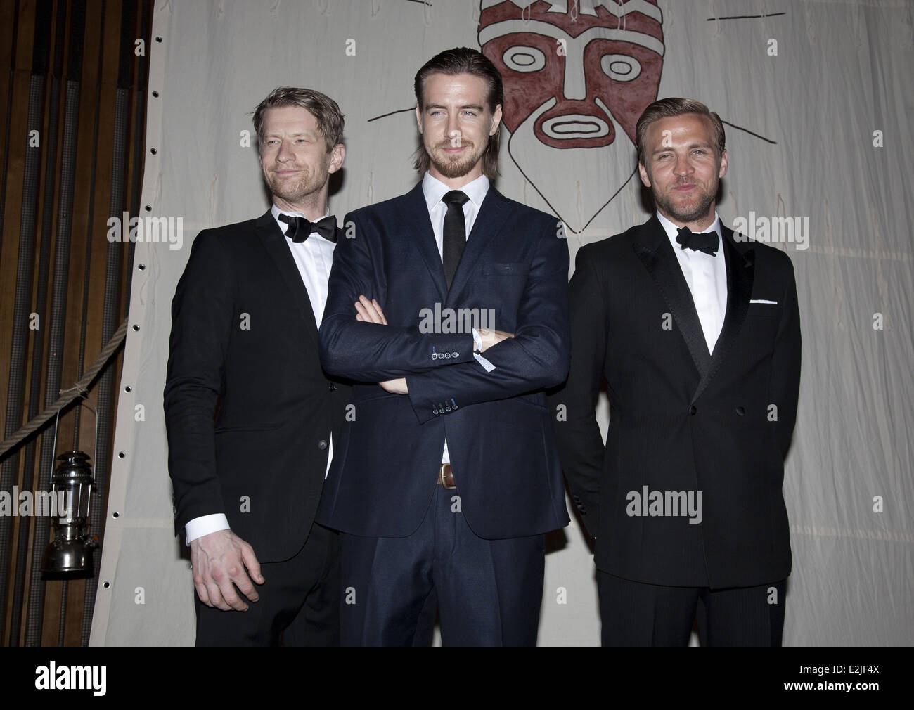 Odd-Magnus Williamson, Pal Sverre Hagen,Tobias Santelmann at the premiere of 'Kon-Tiki' at Kino International movie theater.  Wh Stock Photo