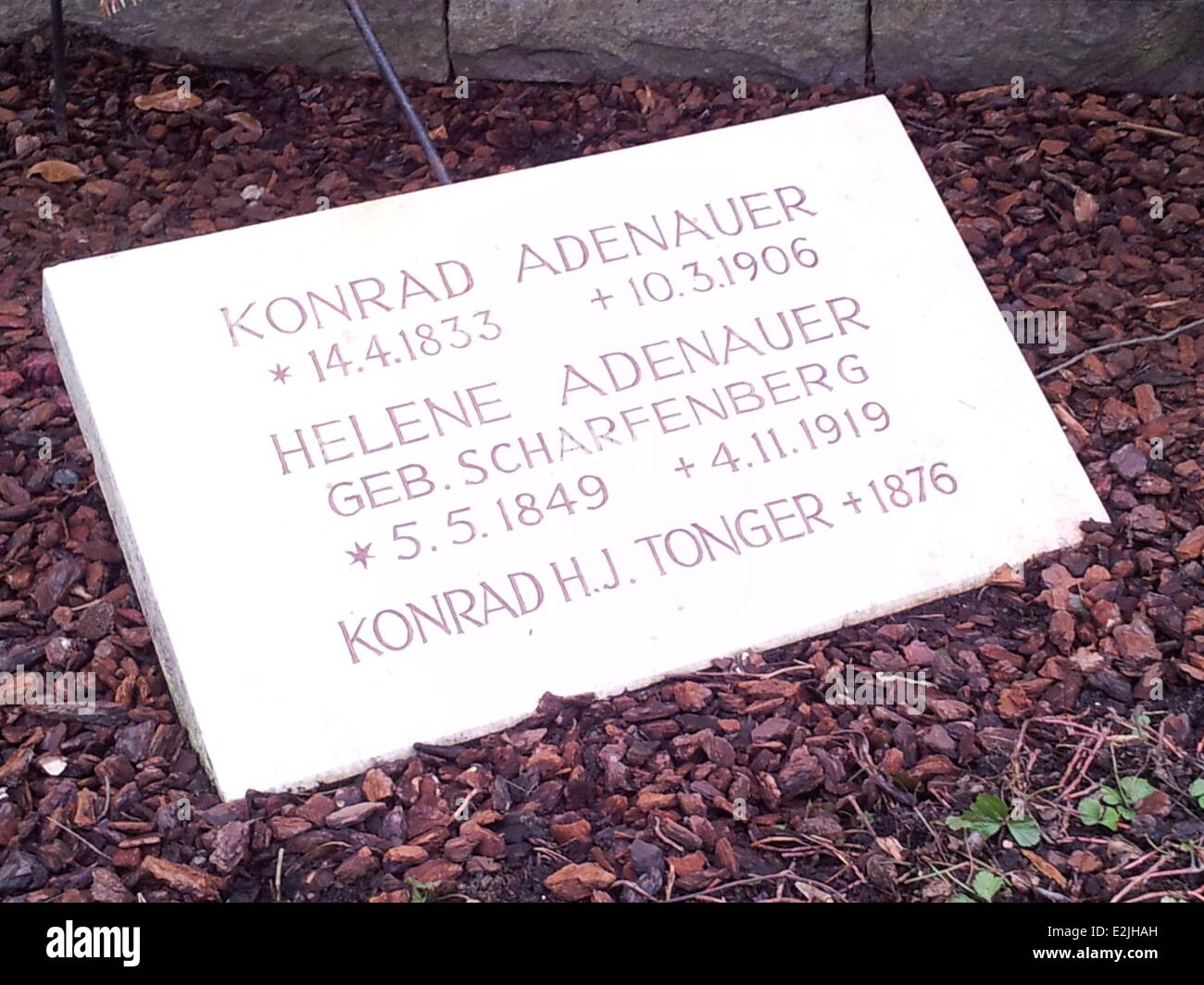 Konrad Adenauer Tomb of the Federal Republic of Germany's first elected chancellor at Waldfriedhof Rhöndorf cemetary. Bad  Where: Honnef, Germany When: 11 Mar 2013 Stock Photo
