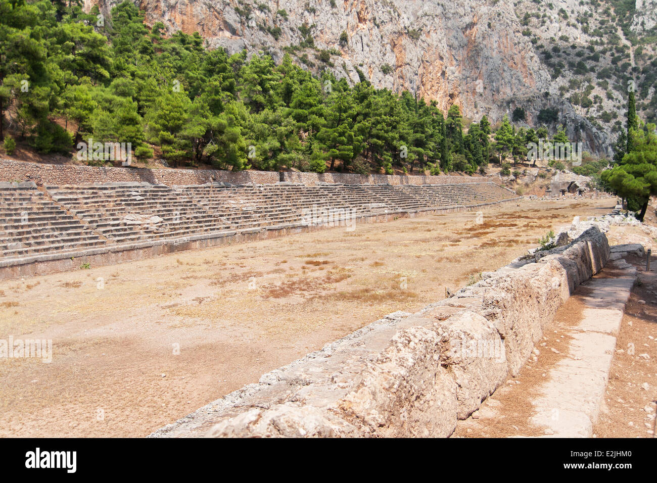 Stadium at the Sanctuary of Apollo in Delphi, Greece. Stock Photo