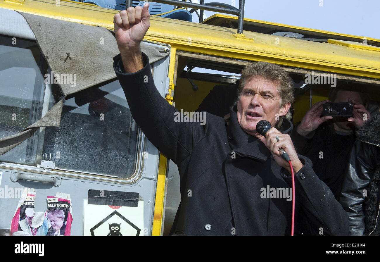 David Hasselhoff at a protest ralley against athe demolition of the