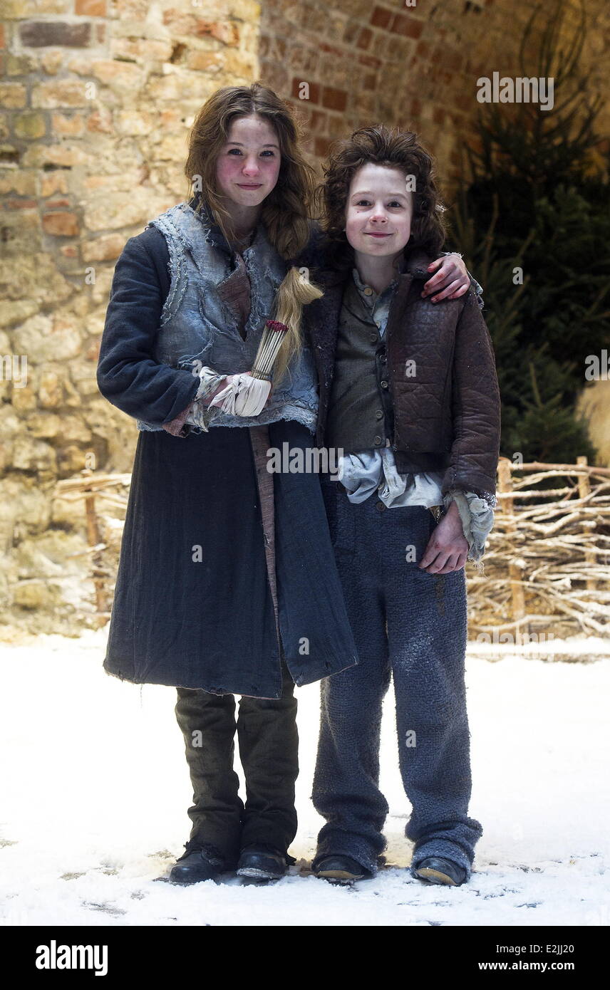 Lea Mueller and Maximilian Ehrenreich at a photocall on the set for german  ARD TV movie