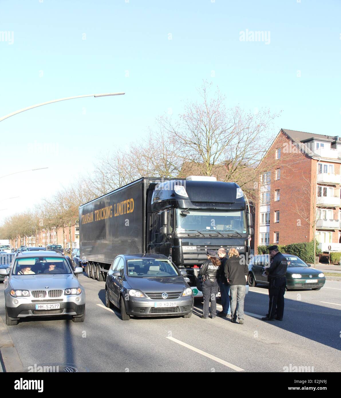 A truck with Justin Bieber's stage is involved in a car crash at