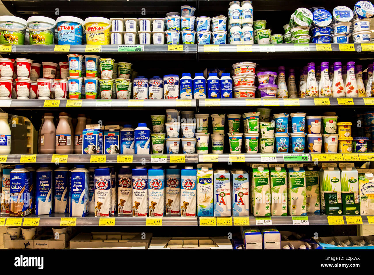 Grocery Store Shelf Milk