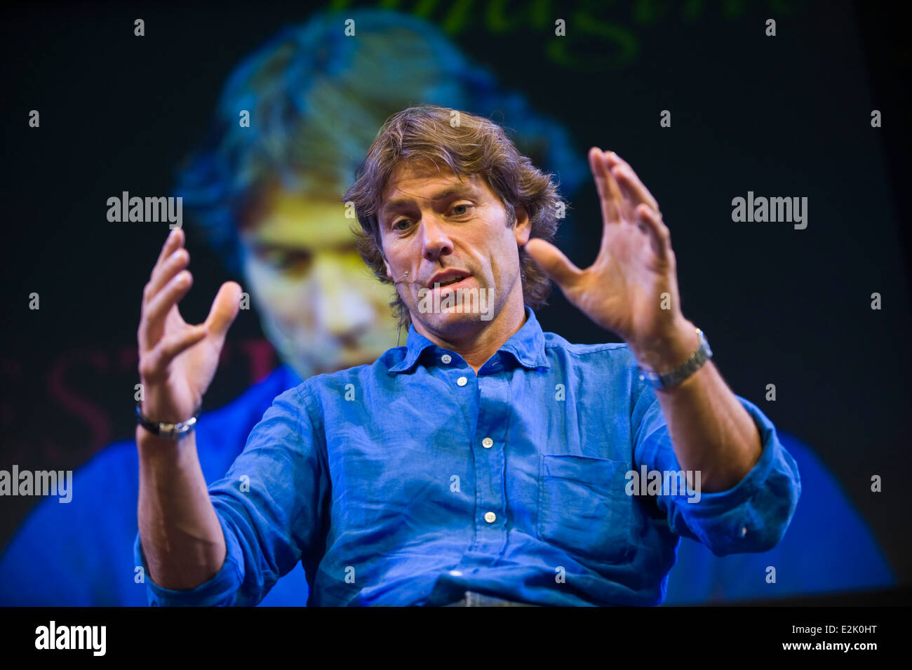 Comedian John talking about his life on stage at Hay Festival