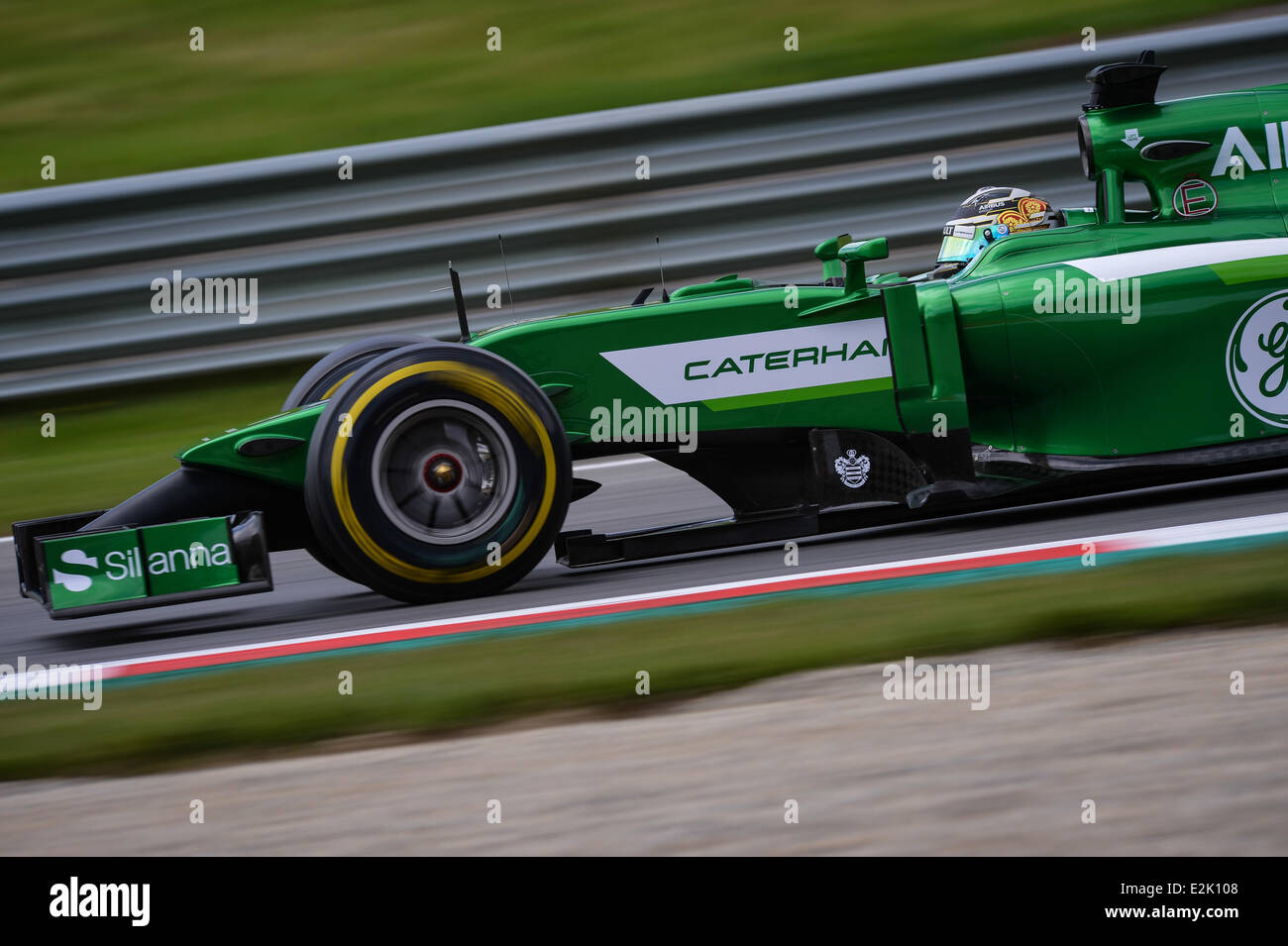 Spielberg, Austria. 20th June, 2014. Japanese Formula One driver Kamui Kobayashi of Caterham steers his car during the second practice session at the Red Bull Ring race track in Spielberg, Austria, 20 June 2014. The 2014 Formula One Grand Prix of Austria will take place on 22 June. Photo: David Ebener/dpa/Alamy Live News Stock Photo
