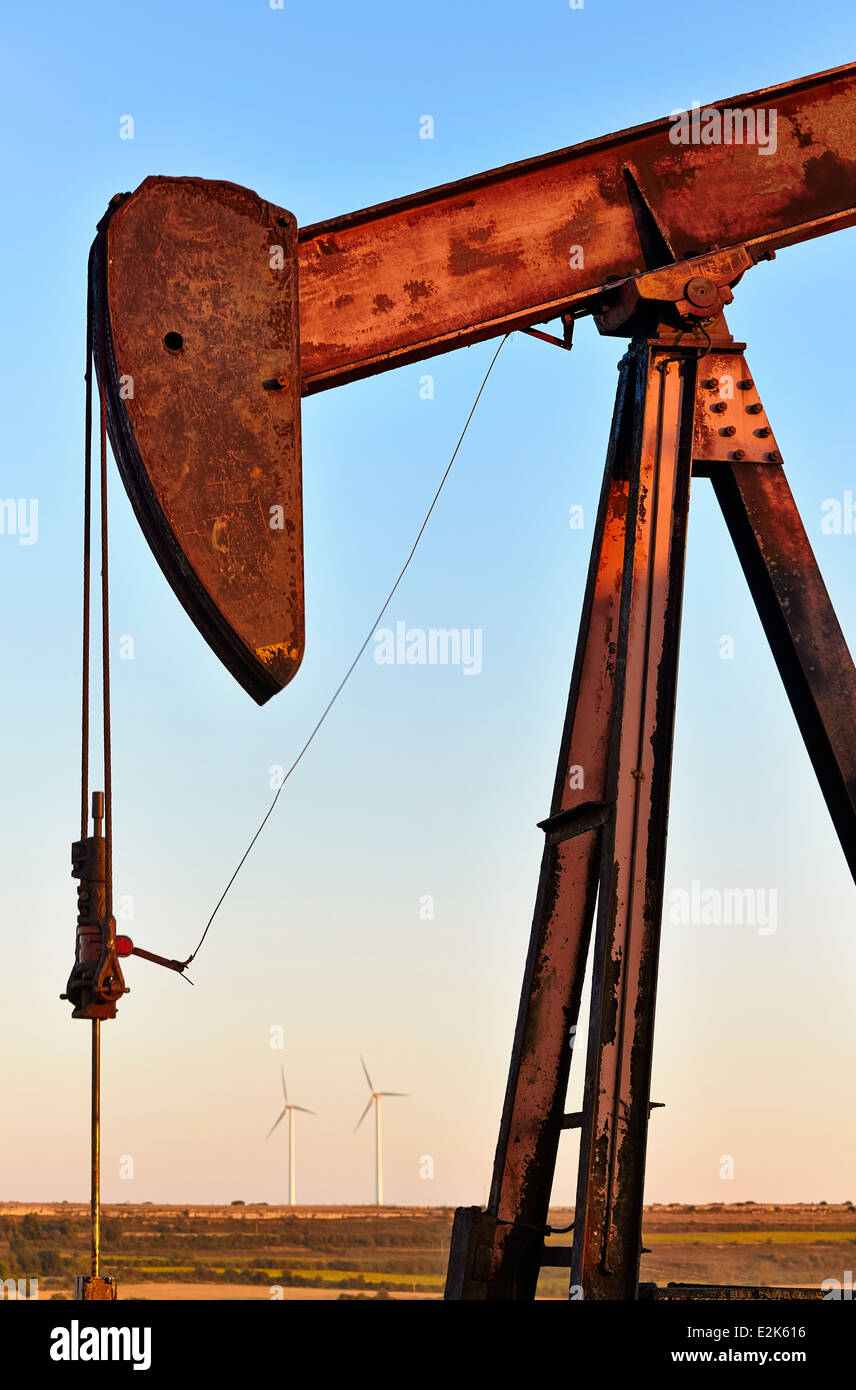 Oil well at Ayoluengo de la Lora. Sargentes, Burgos, Castile and Leon, Spain. Stock Photo