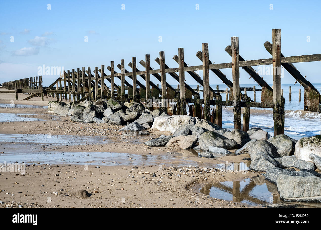 The eroding cliffs and sea defences at Happisburgh "North Norfolk ...