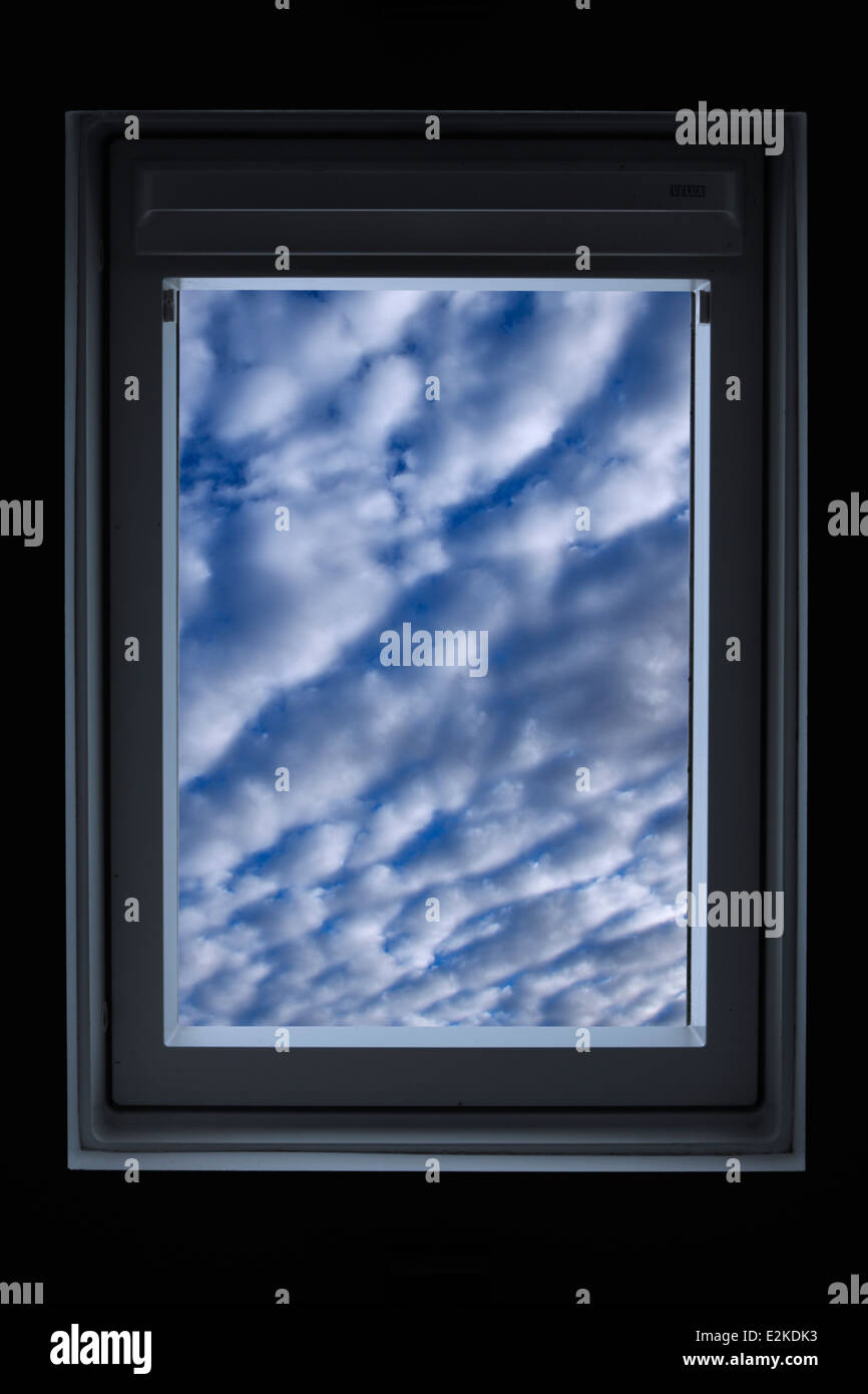 View of sky through sky light window Stock Photo