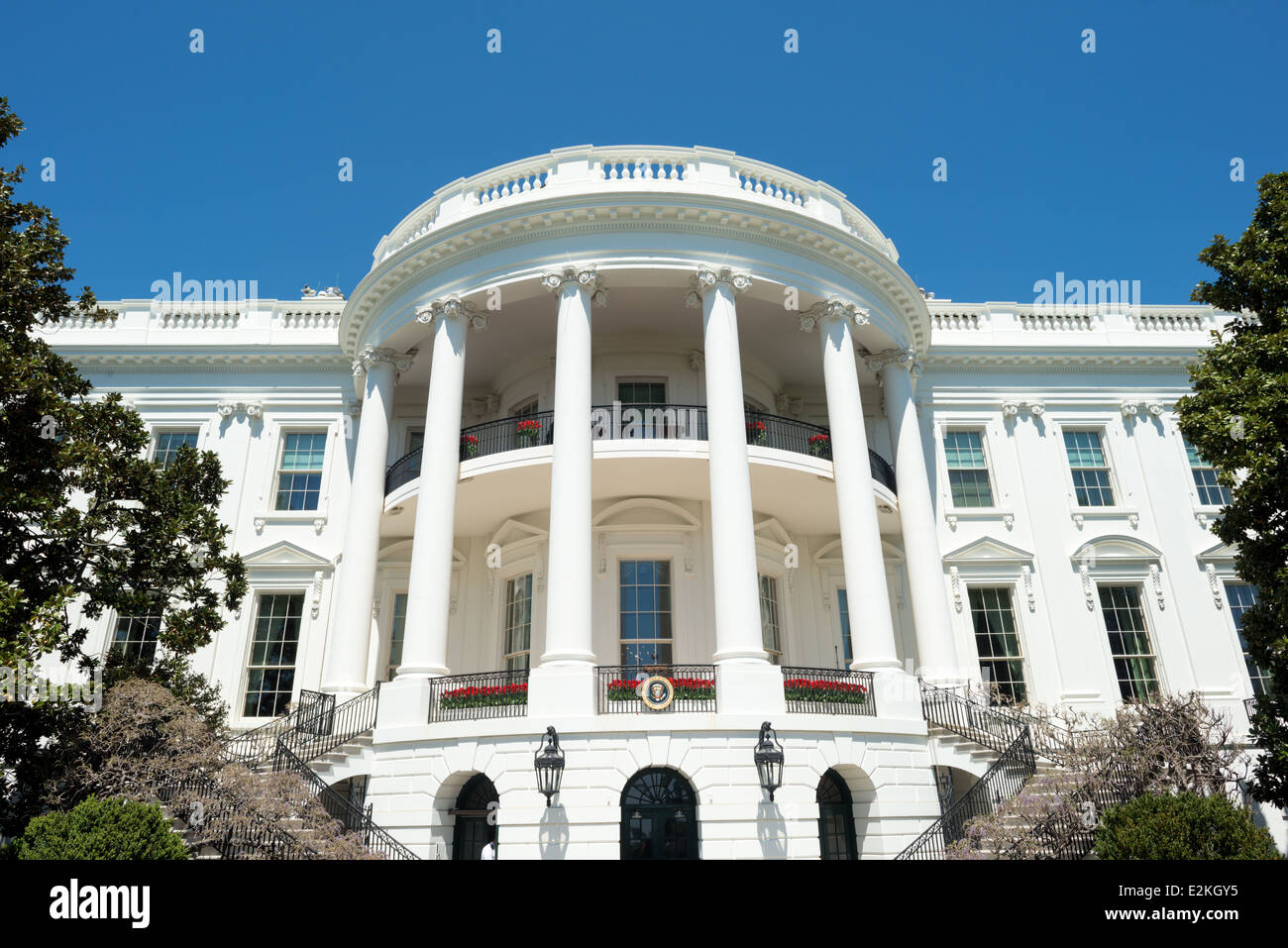 WASHINGTON DC, USA Close shot of the South Portico of the White House