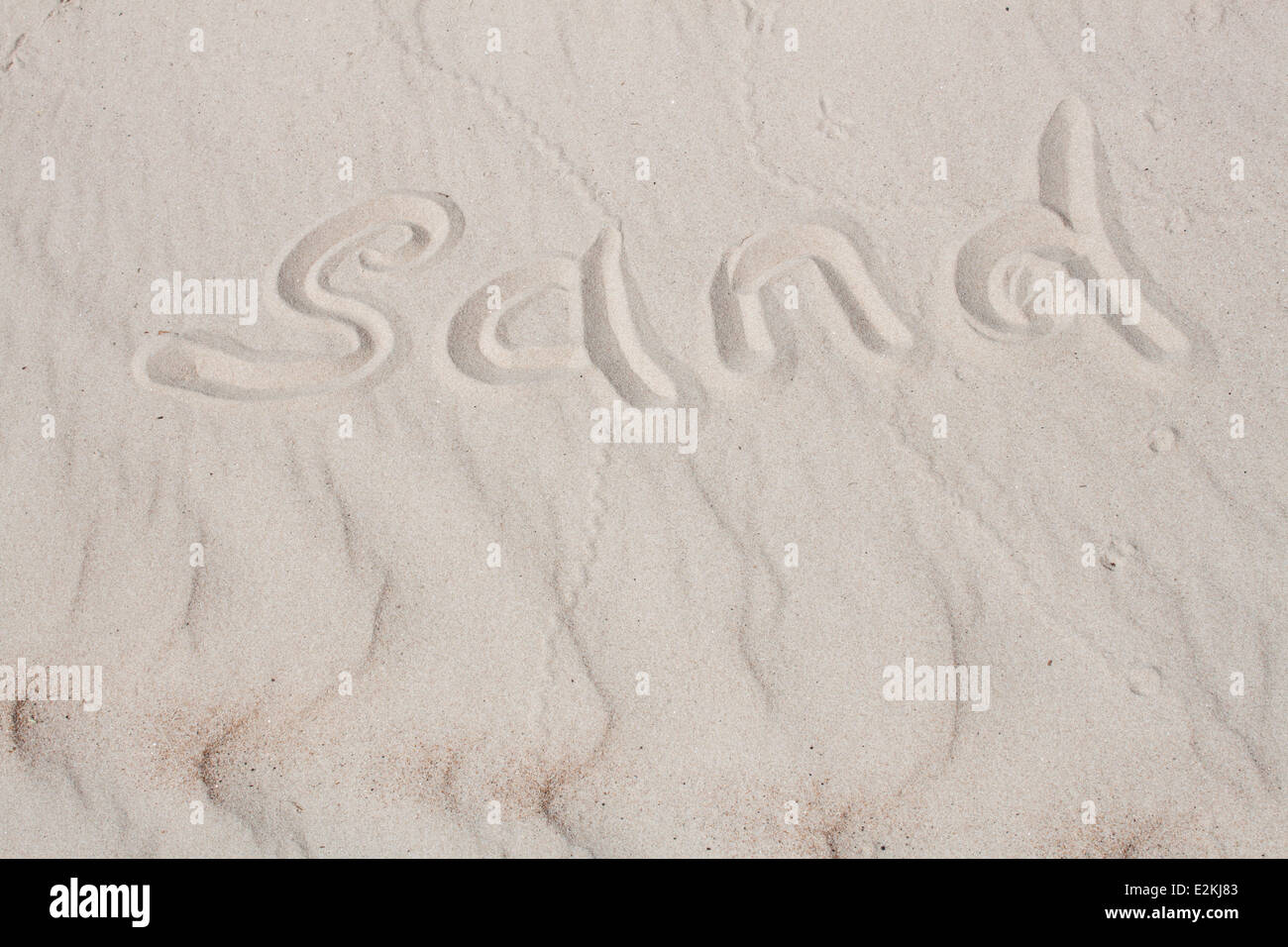 white sand 'sand text' text texture pattern background textured  'sand word' Stock Photo