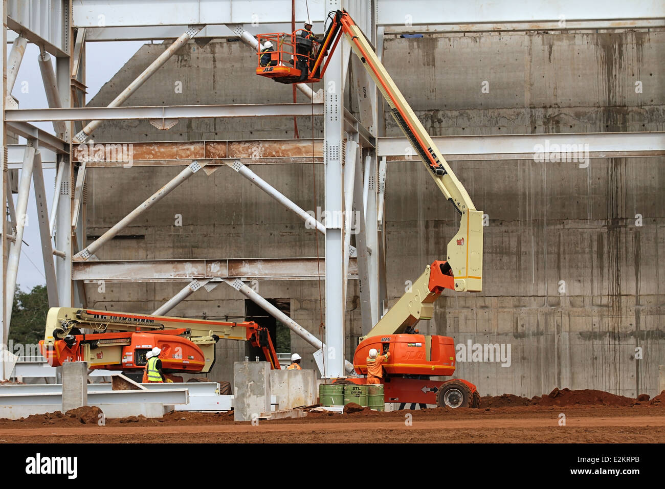 Mobile crane lift working on the FQM copper mine, Sentinel Zambia Stock
