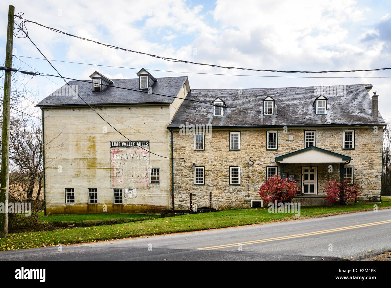 1846 Stone Mill, Lime Valley Mill, Willow Street, Pennsylvania Stock