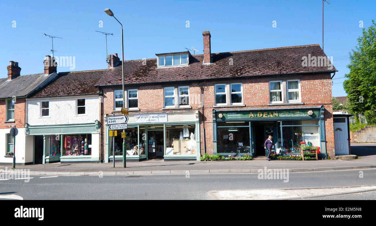 Shops in historic buildings in the village of Pewsey, Wiltshire