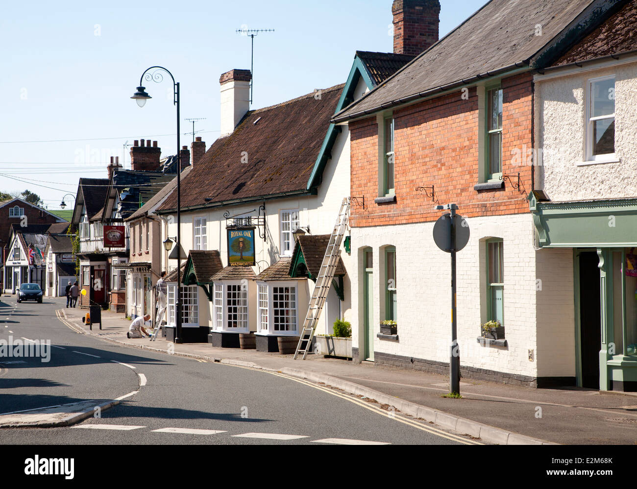 Historic buildings and Royal Oak pub Pewsey, Wiltshire, England Stock Photo
