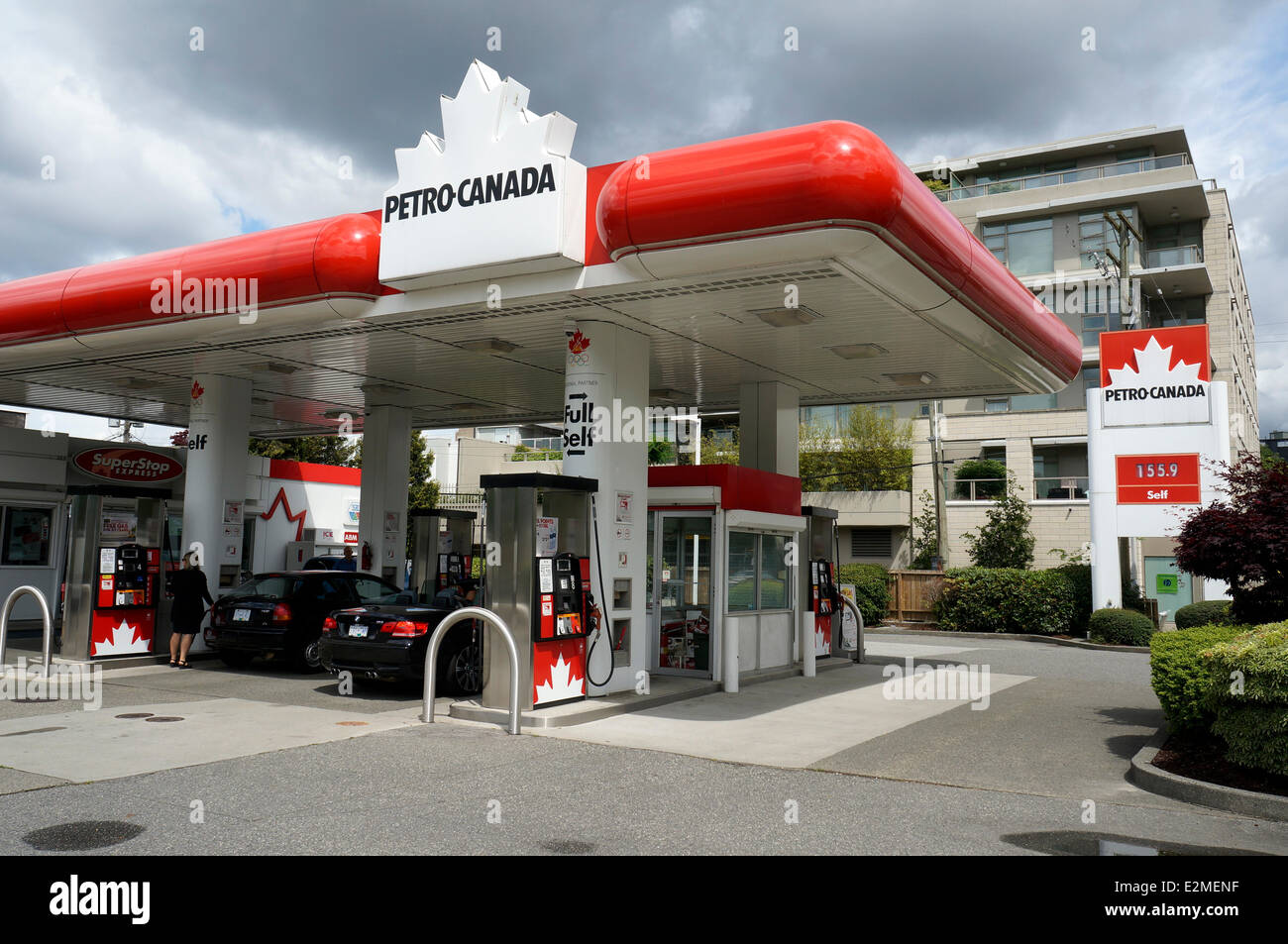 People filling up at a PetroCanada station in Vancouver, British