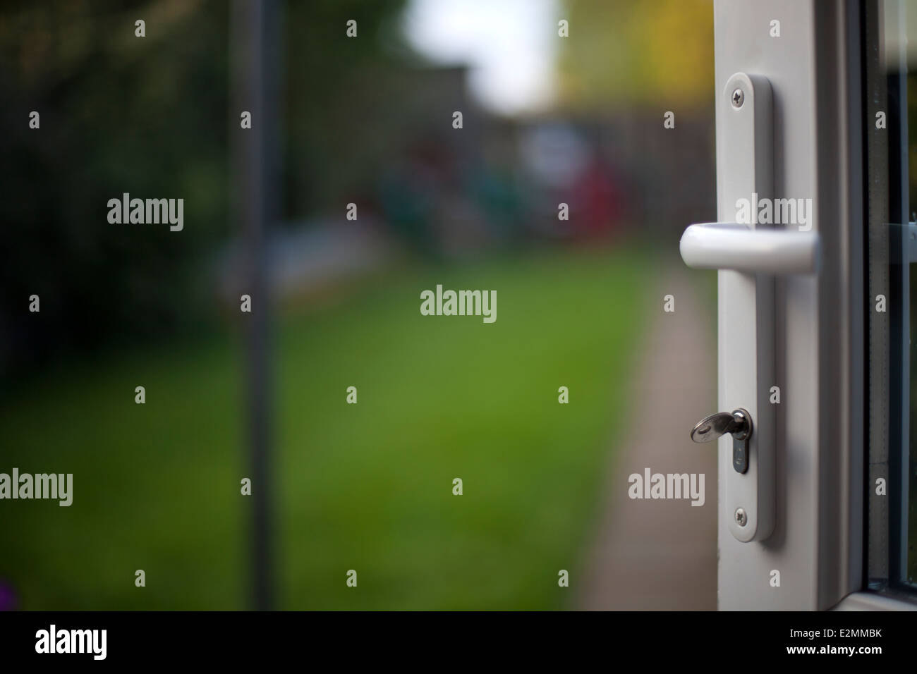 Door leading to garden Stock Photo