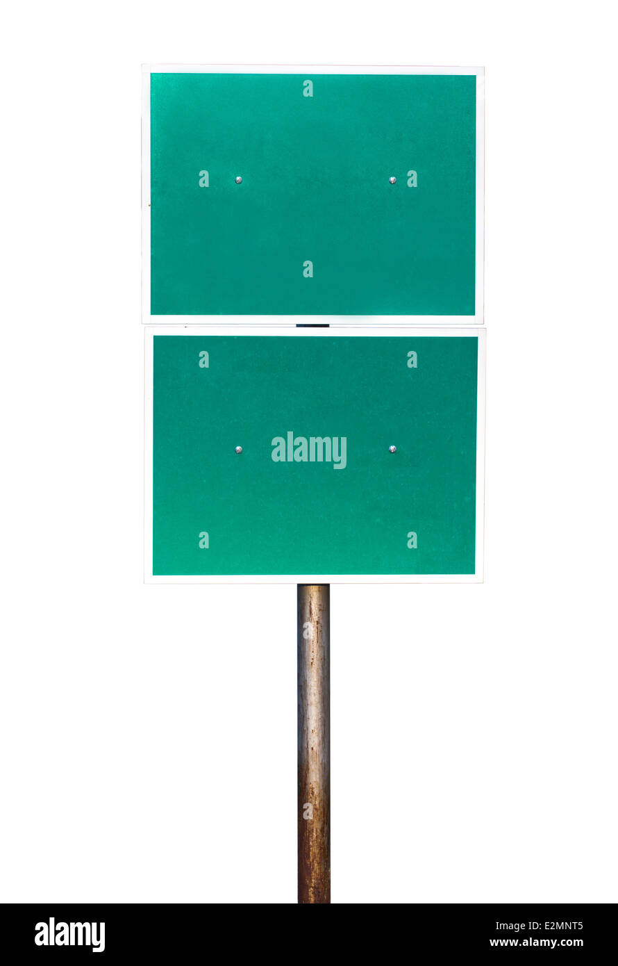 Blank Green Road Sign Isolated on white background Stock Photo - Alamy