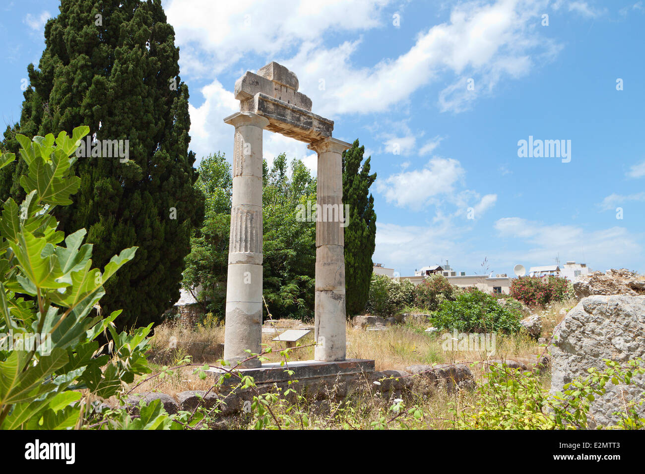 The ancient Greek and Roman city and Agora at Kos island in Greece Stock Photo