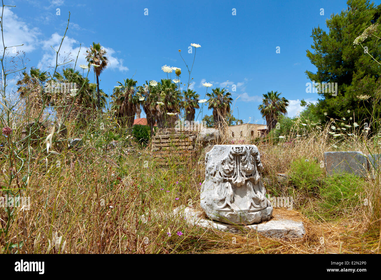The ancient Greek and Roman city and Agora at Kos island in Greece Stock Photo