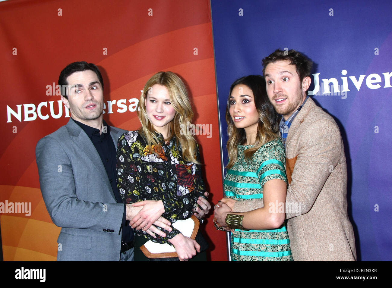 NBCUniversal 2013 TCA Winter Press Tour at Langham Huntington Hotel  Featuring: Sam Witwer,Meaghan Rath,Kristen Hager,Sam Huntington Where: Pasadena, CA, United States When: 07 Jan 2013 Stock Photo