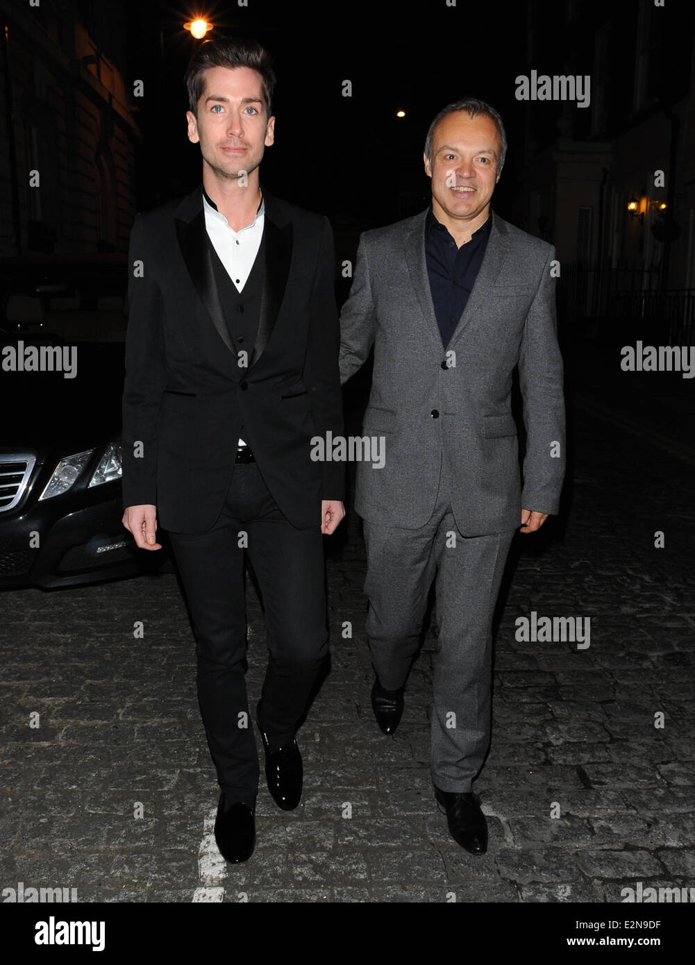 Celebrities seen leaving the Tom Ford party in Loulou's club Featuring:  Graham Norton,Trevor Patterson Where: London, England When: 09 Jan 2013  Stock Photo - Alamy
