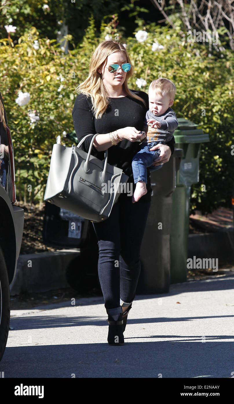 Hilary Duff takes her son Luca Cruz Comrie to a friends house in