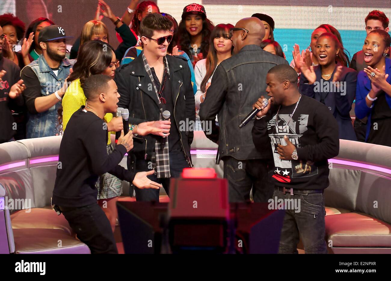 BET's 106 and Park Taping in New York City  Featuring: Bow Wow,Robin Thicke,JB Smoove,Kevin Hart Where: NY, NY, United States When: 15 Jan 2013.com Stock Photo