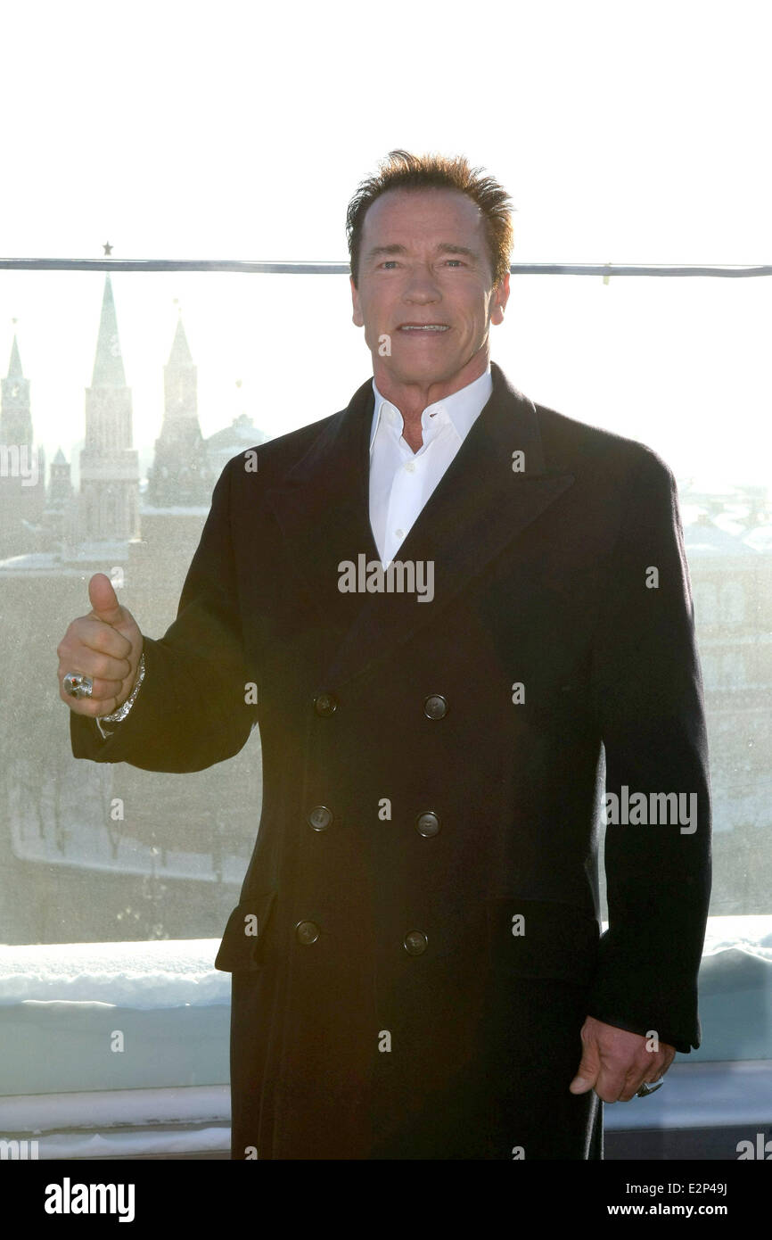 The Last Stand Photocall held at the Ritz-Carlton Hotel  Featuring: Arnold Schwarzenegger Where: Moscow, Russian Federation Wh Stock Photo