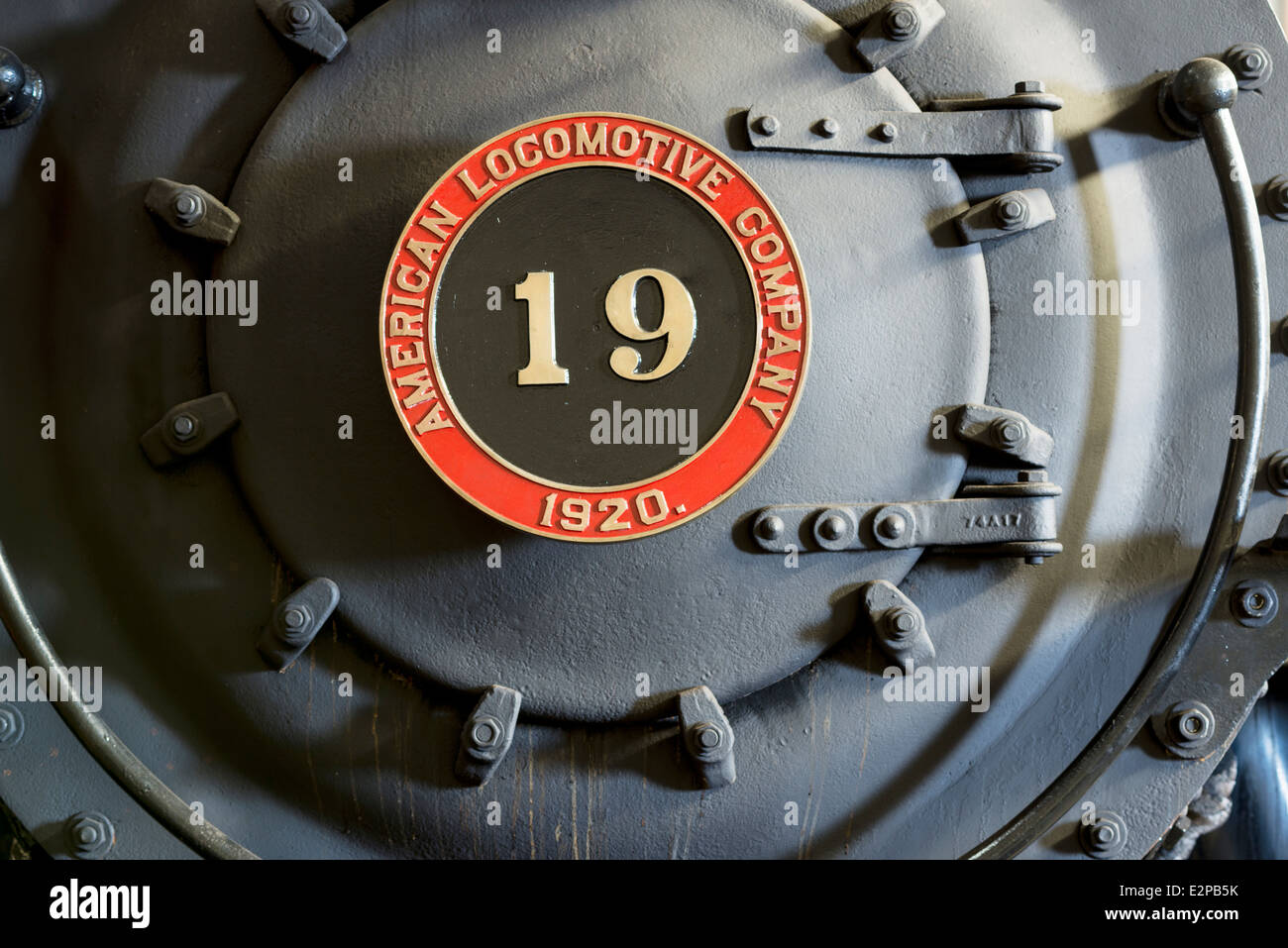 Front of the Sumpter Valley Railway Mikado Number 19 steam engine, Oregon Stock Photo