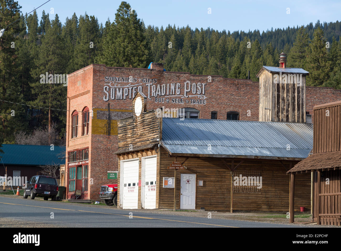Sumpter Trading Post and fire station, Sumpter, Oregon Stock Photo Alamy