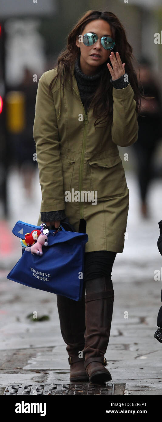 Myleene Klass out and about with her daughters Hero and Ava . Myleene