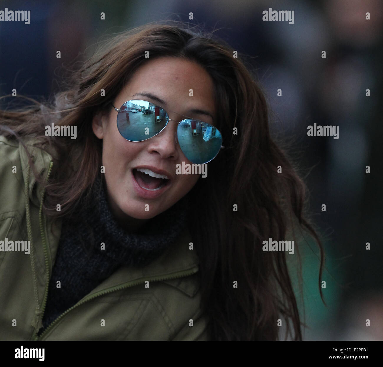 Myleene Klass out and about with her daughters Hero and Ava . Myleene