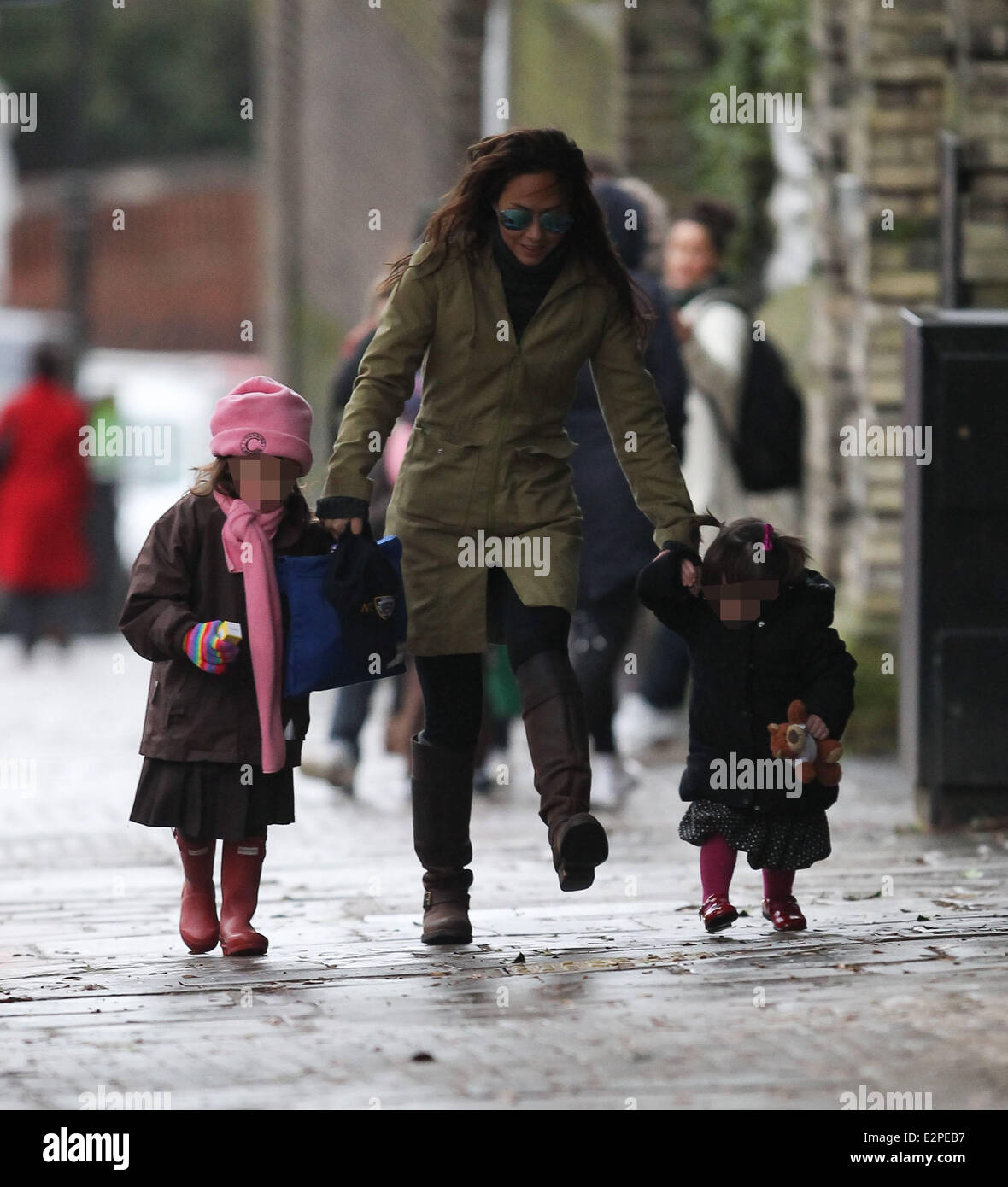 Myleene Klass out and about with her daughters Hero and Ava . Myleene