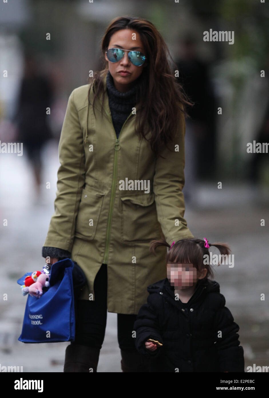 Myleene Klass out and about with her daughters Hero and Ava . Myleene