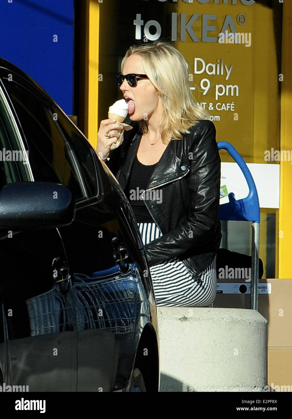Actress Malin Akerman with ice cream in hand was spotted rubbing her