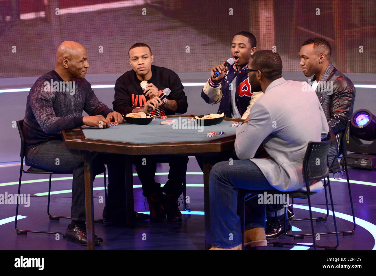 Mike Tyson appearing on the BET's 106 and Park taping in New York City  Featuring: Mike Tyson,Bow Wow Where: New York City, New York , United States When: 29 Jan 2013 Stock Photo