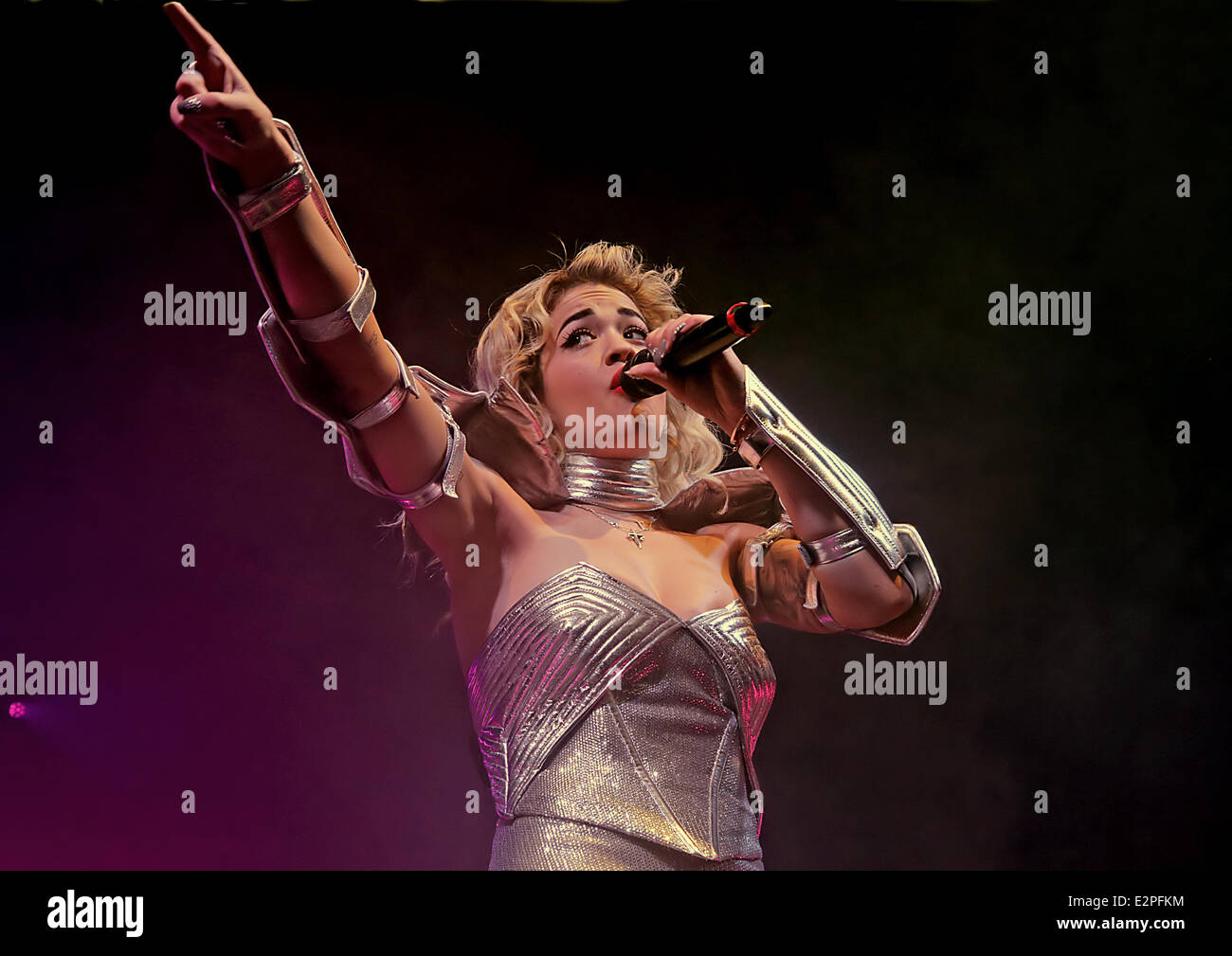 Rita Ora performing live on stage her 'Radioactive' tour at Manchester ...