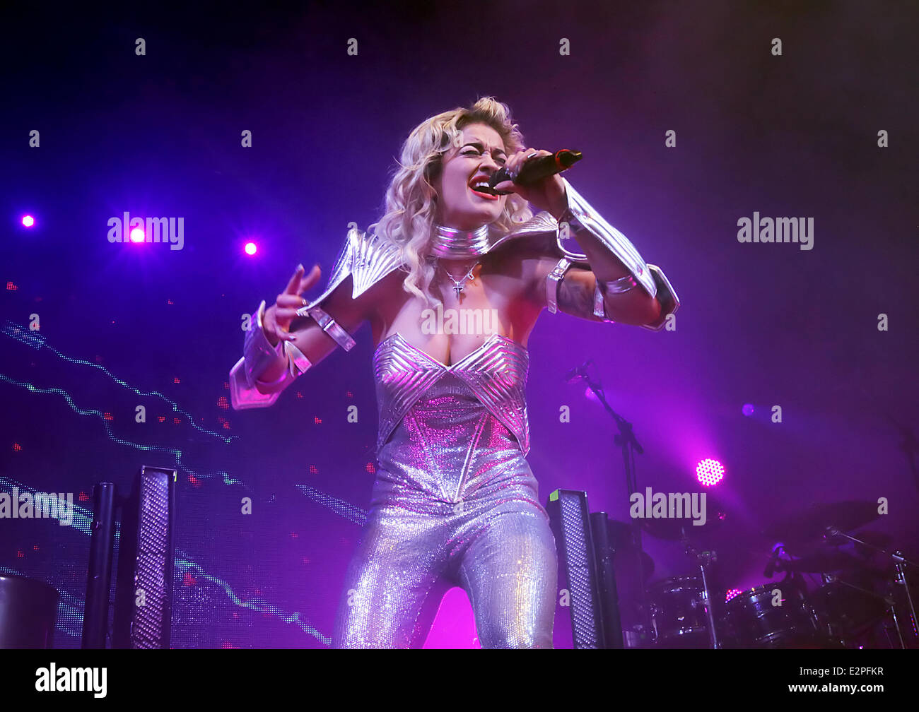 Rita Ora performing live on stage her 'Radioactive' tour at Manchester ...