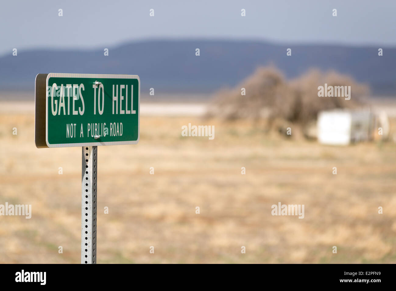 Gates To Hell sign marking a private road in the Pueblo Valley of