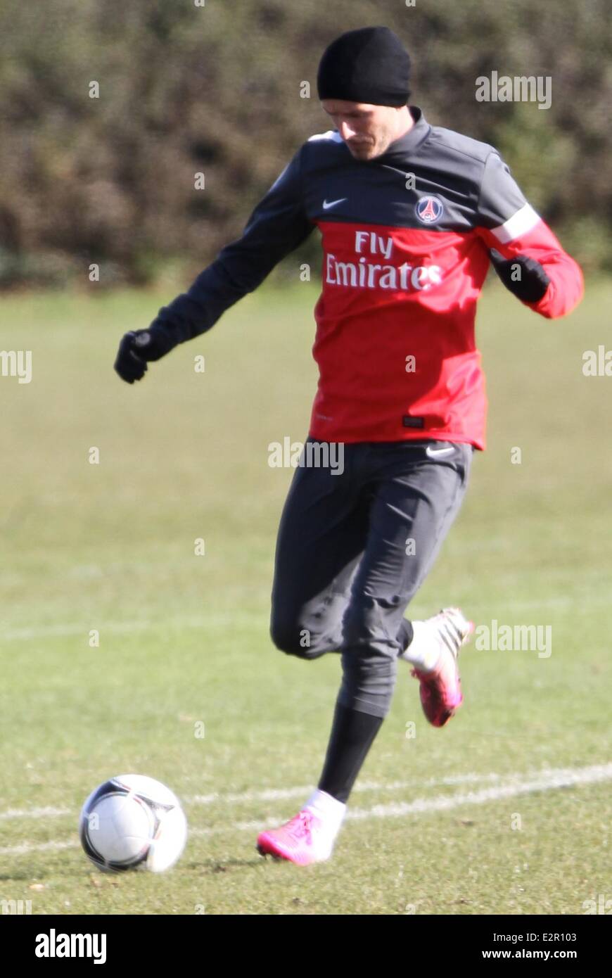David Beckham appears in good spirits as he trains in pink Adidas Stock  Photo - Alamy