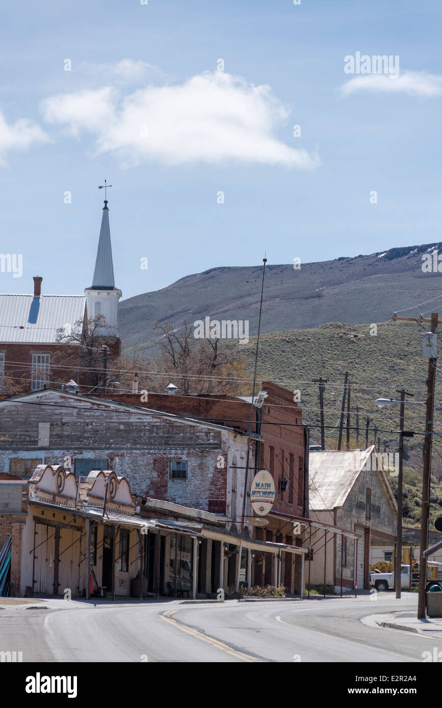 Main street of the historic mining town of Austin, Nevada Stock Photo